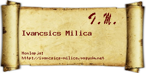 Ivancsics Milica névjegykártya