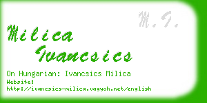 milica ivancsics business card